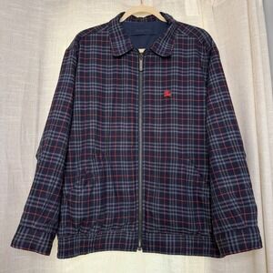 Vintage Burberrys Reversible Bomber‎ Jacket Plaid Wool Embroidered Men's Size 48